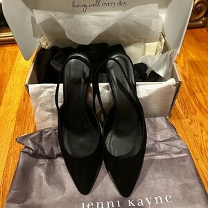 Jenni Kayne Elegant Black Suede Slingback Heels